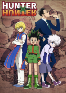 The main team from Hunter x Hunter—Gon, Killua, Kurapika, and Leorio—standing together as a symbol of friendship and ambition.